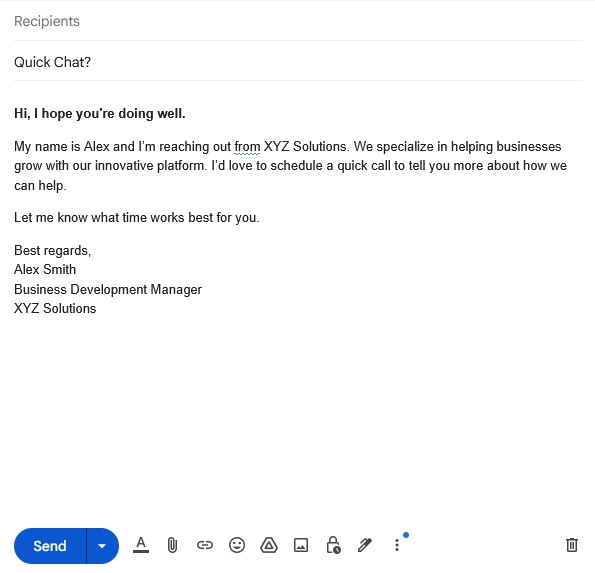 Bad Cold Email Example