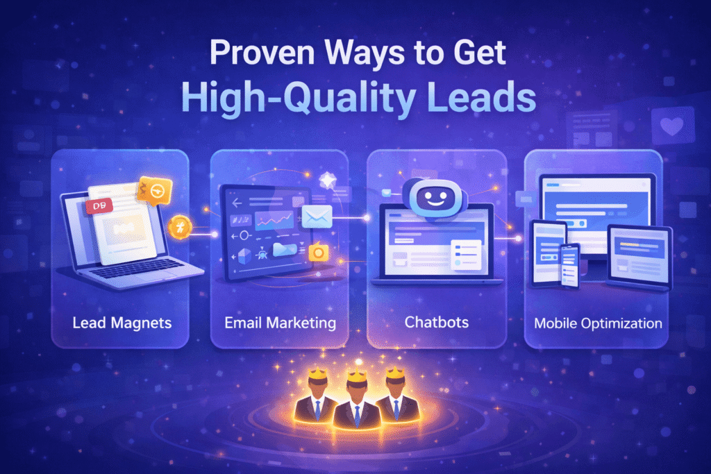 proven ways to get high quality leads including lead magnets email marketing chatbots and mobile optimization