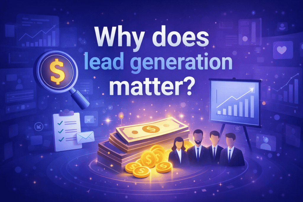 illustration showing why lead generation matters with revenue growth and customer acquisition concept